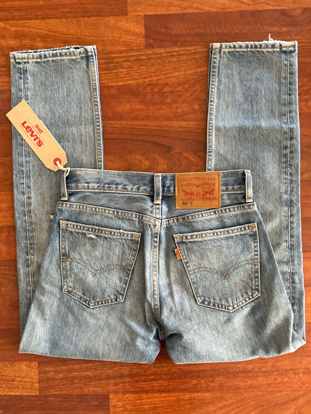 Levi's 505 Orange Tab Mid rise VTG Light Wash Straight Jeans - Picture 3 of 16